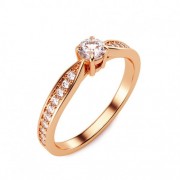 Damenring aus 585er Rotgold mit Diamant